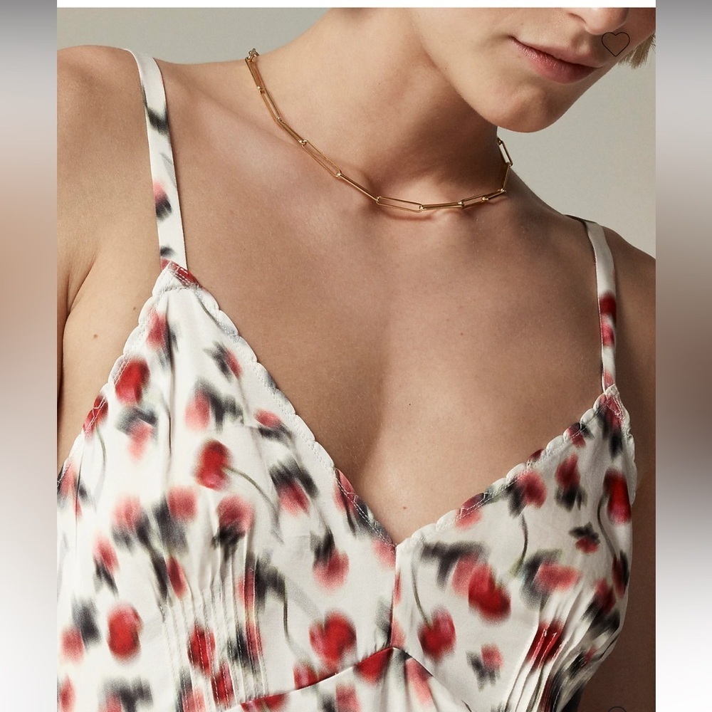 J Crew Soft shine slip dress in blurry cherry print babydoll coquette - Picture 2 of 9